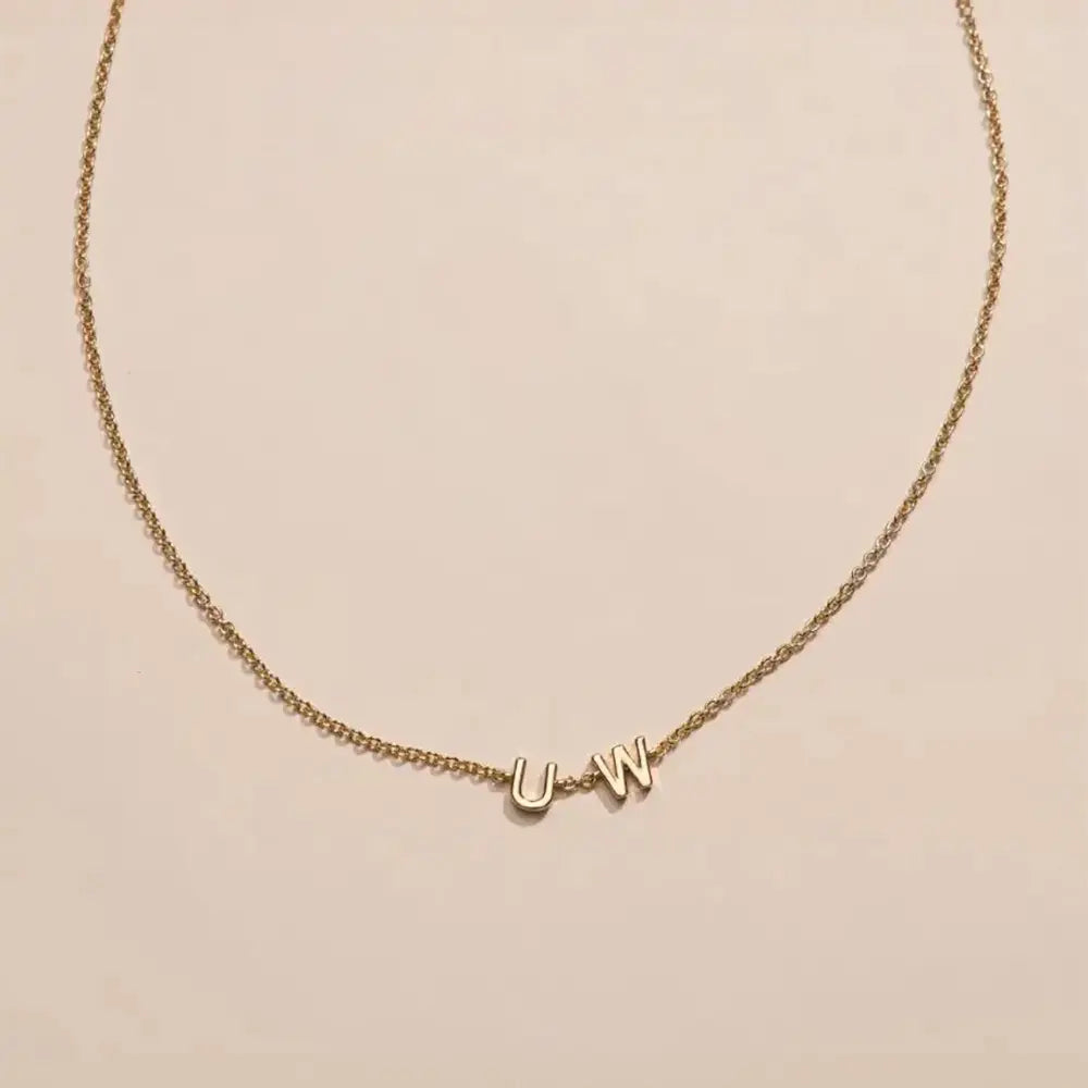 Nickel & Suede Gold UW Initial Necklace