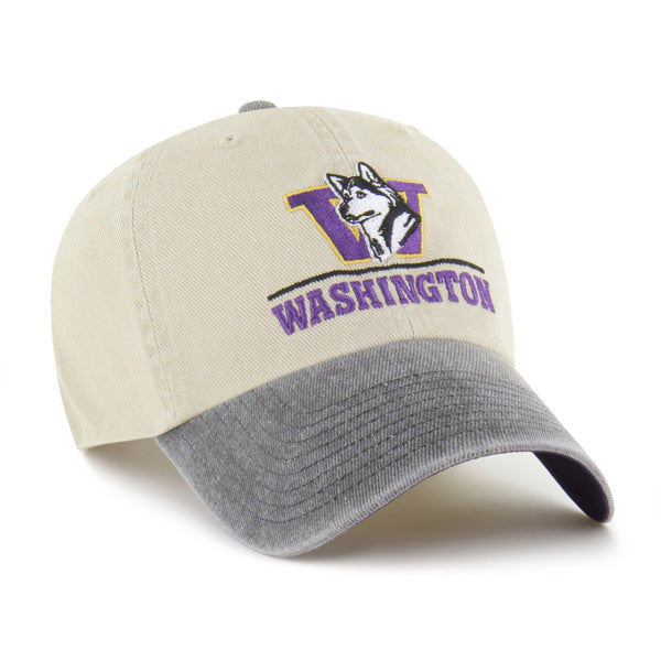 47 Brand Khaki Gray Washington Retro Dawg Logo Line Clean Up Adjustable Hat