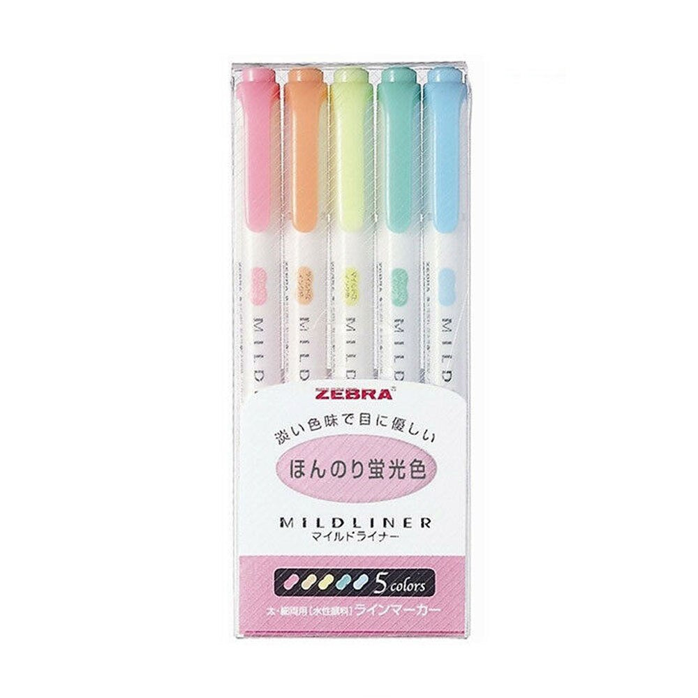 Zebra Mildliner Fluorescent Highlighter Set 5 pc.