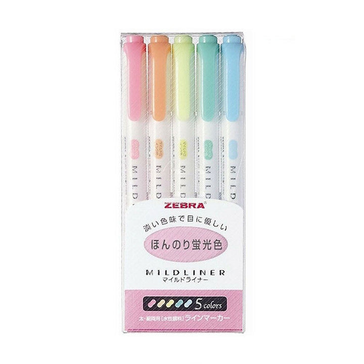 Zebra Mildliner Fluorescent Highlighter Set 5 pc.