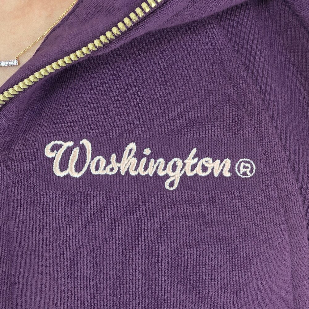 lululemon Women's Purple Script Washington Gold Zipper Scuba Oversized Half Zip Hoodie