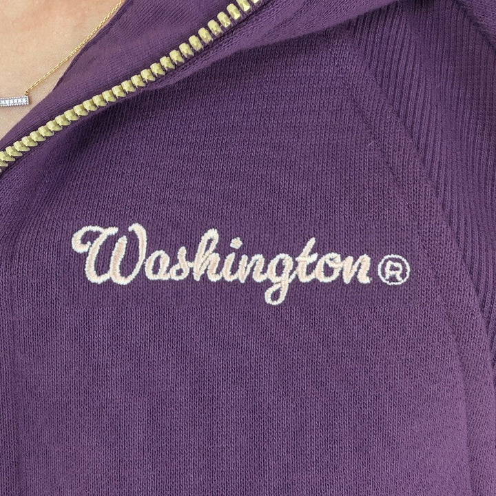 lululemon Women's Purple Script Washington Gold Zipper Scuba Oversized Half Zip Hoodie