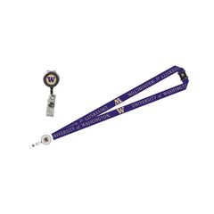 Neil Purple Gold W U of WA Retractable ID Holder Lanyard