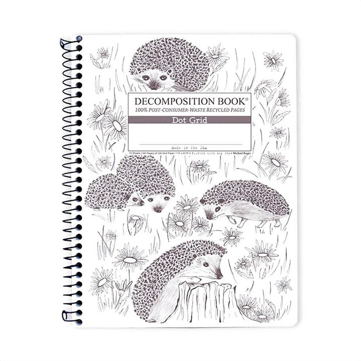 Decomposition Hedgehogs 7.5" x 9.75" Dot Grid College Spiral 80ct