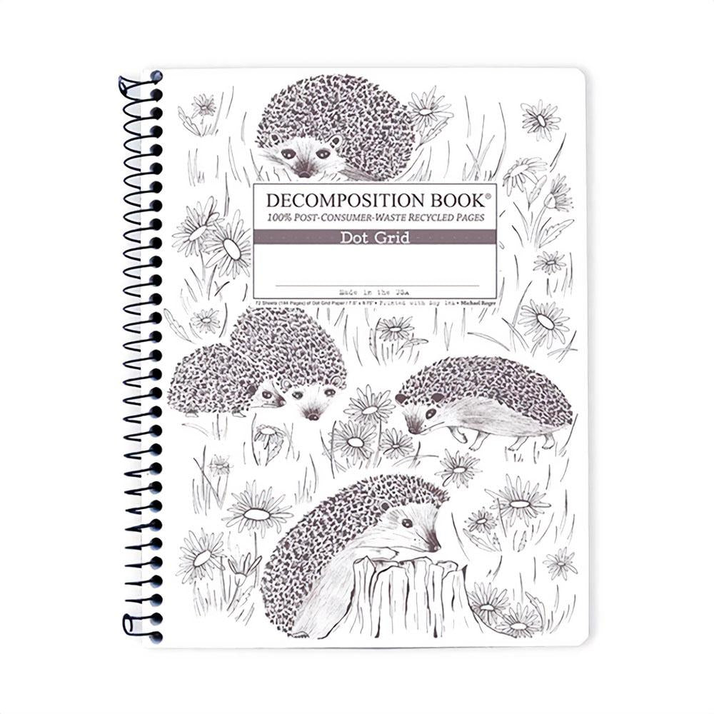 Decomposition Hedgehogs 7.5" x 9.75" Dot Grid College Spiral 80ct