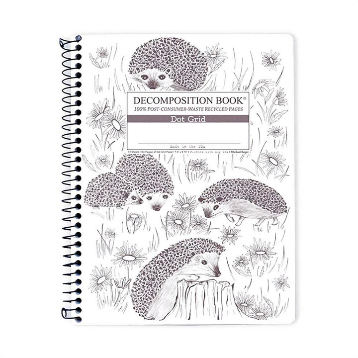 Decomposition Hedgehogs 7.5" x 9.75" Dot Grid College Spiral 80ct