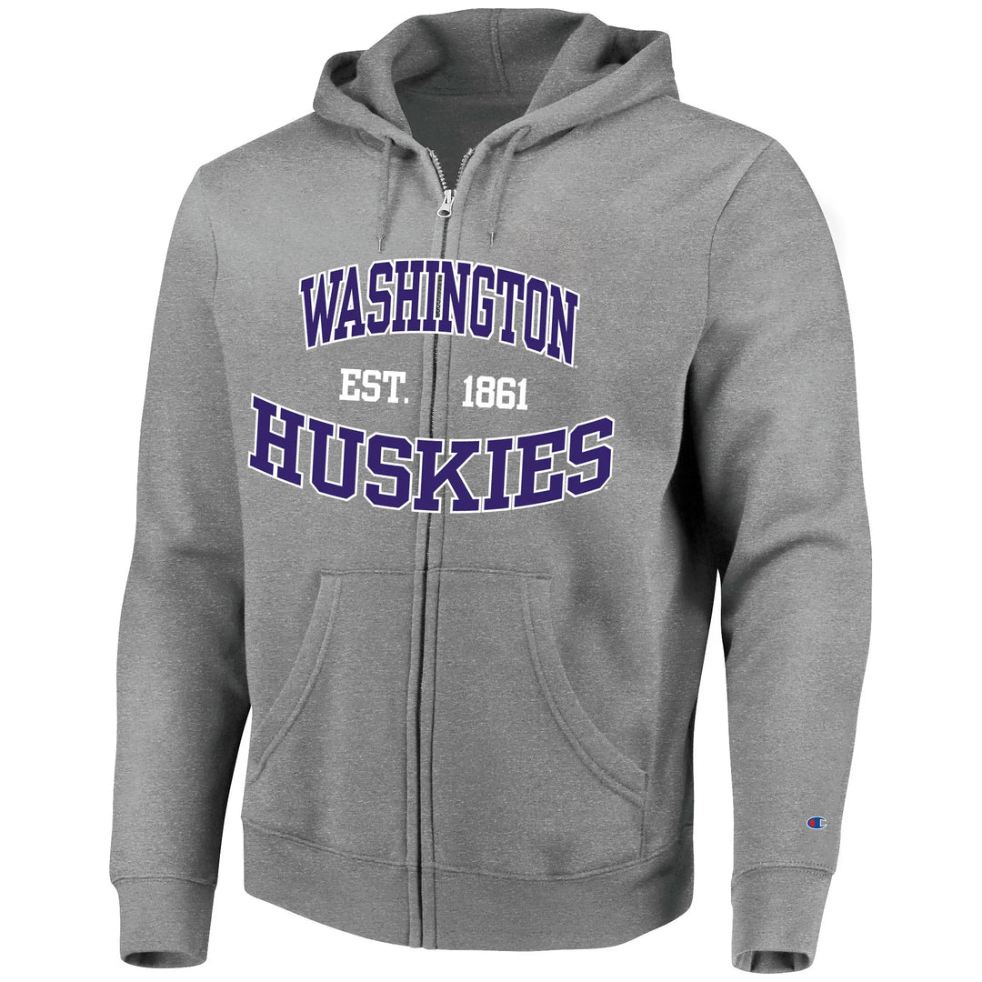 Champion Men's Big and Tall Washington Huskies Twil Full Zip Hoodie