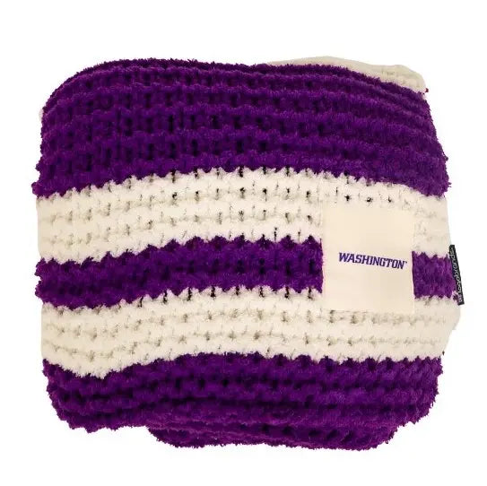 Logo Purple White Stripe W Cable Knit Throw Blanket 50" x 60"