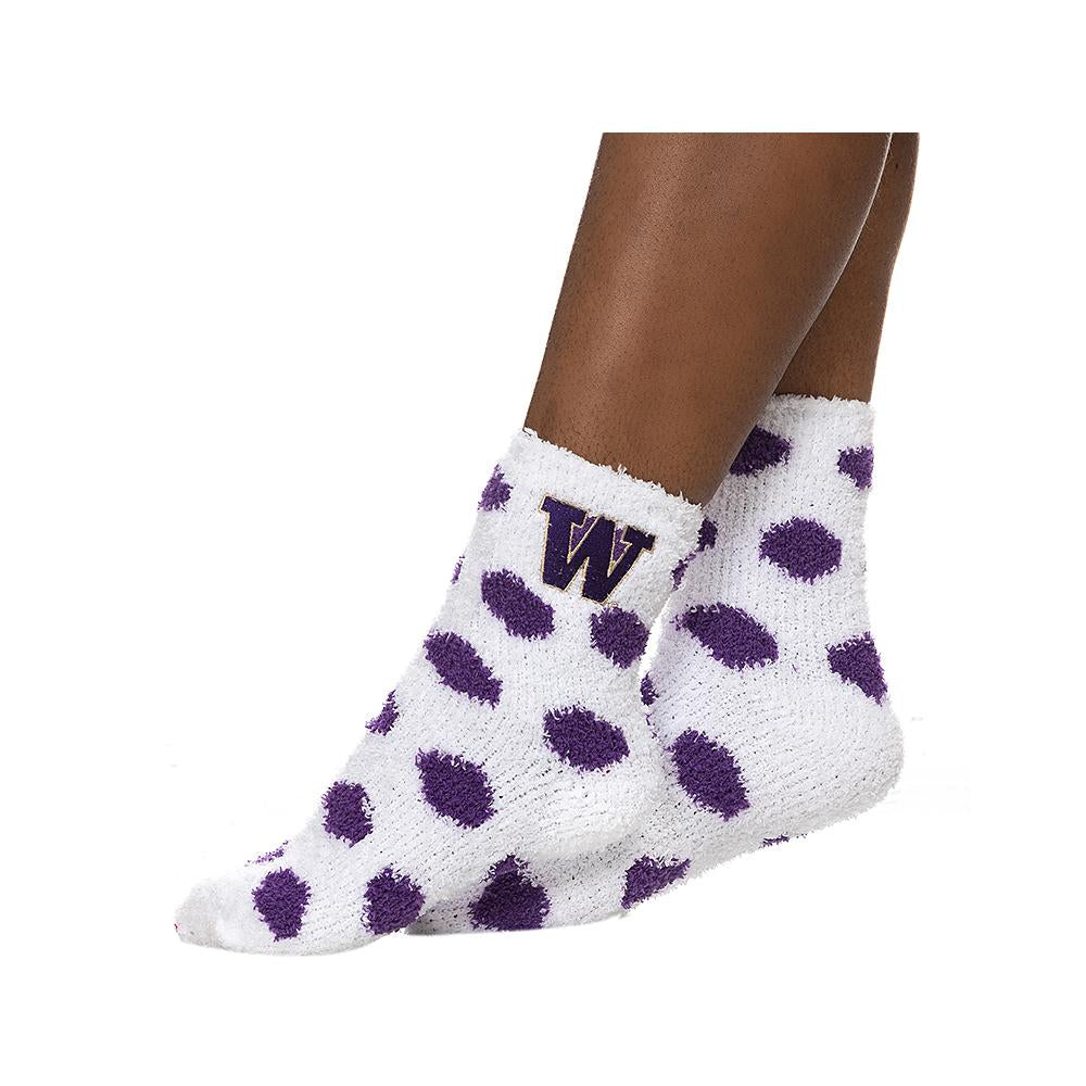 Zoozatz White W Dots Fuzzy Sock