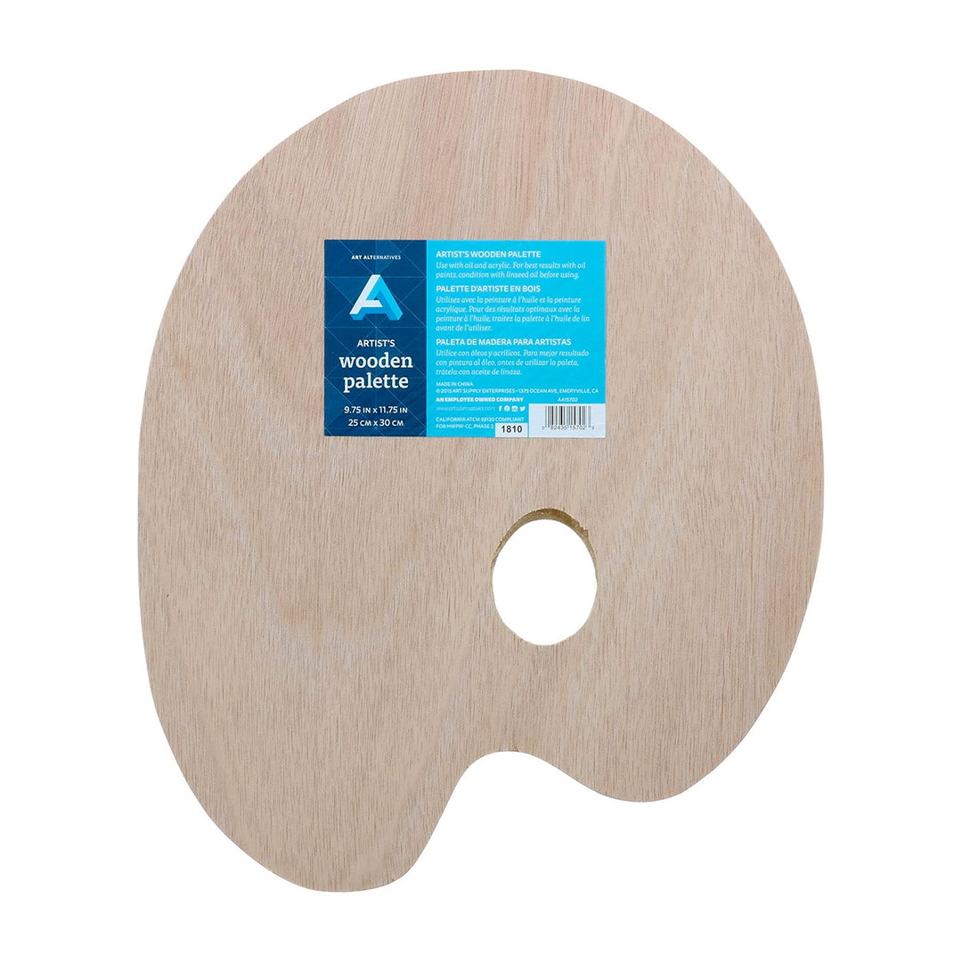 Art Alternatives 9-7/8" x 11-3/4" Oval Wood Palette