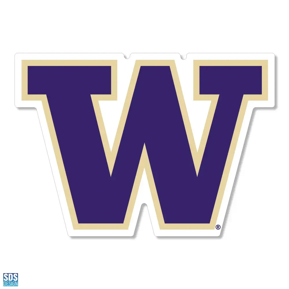 SDS W Purple Fill Gold Outline Vinyl Decal 6"