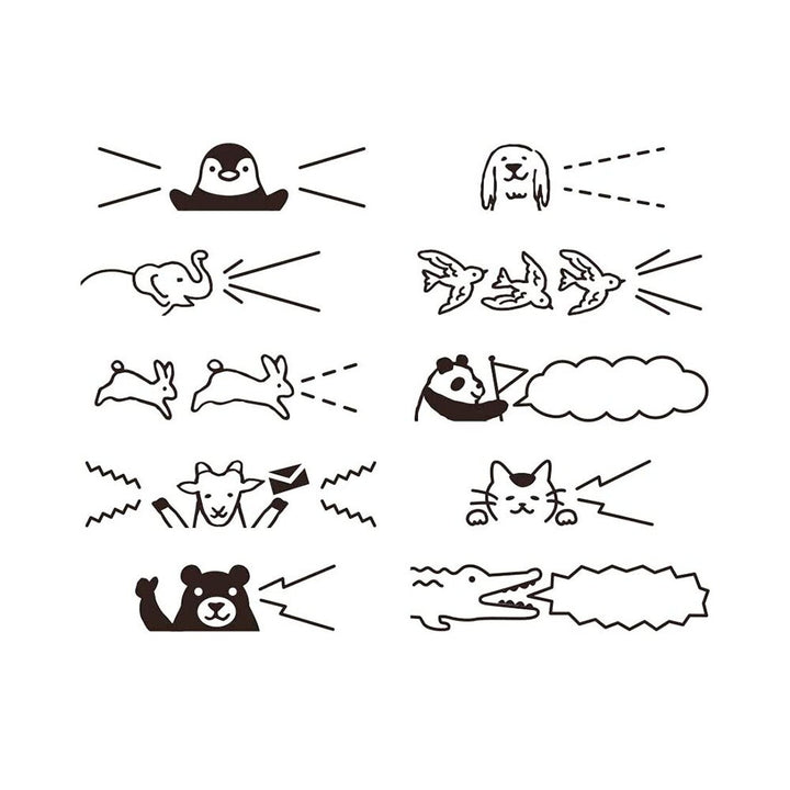 Midori Paintable Revolving Animals Rubber Stamp