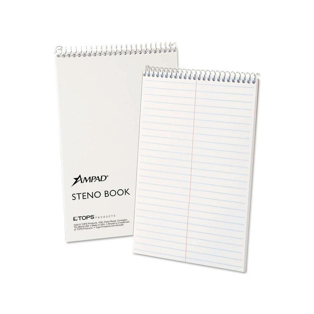 Ampad Greentint Kraft 6"x9" Gregg Ruled Steno Top Spiral Pad 80ct