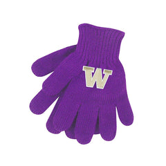 Photo of Logofit Kids' Purple W Tailgate Knit Gloves.