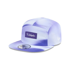 New Era Lavender Script Washington CAMPER Pattern Adjustable Hat Front Side View Hover