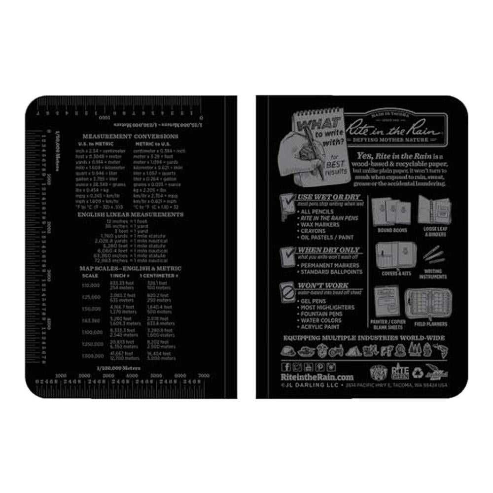 Rite in the Rain Black Universal 3.5"x5" Memo Notebook 56ct
