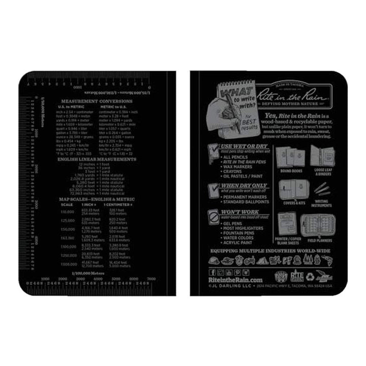 Rite in the Rain Black Universal 3.5"x5" Memo Notebook 56ct