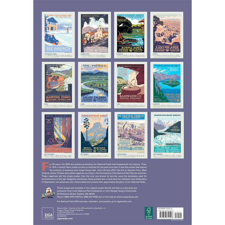 Small Changes National Parks: WPA Large 2026 Wall Calendar