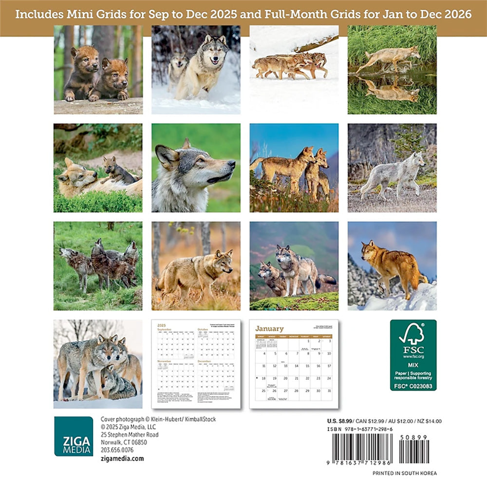 Small Changes Wolves 2026 Mini Wall Calendar