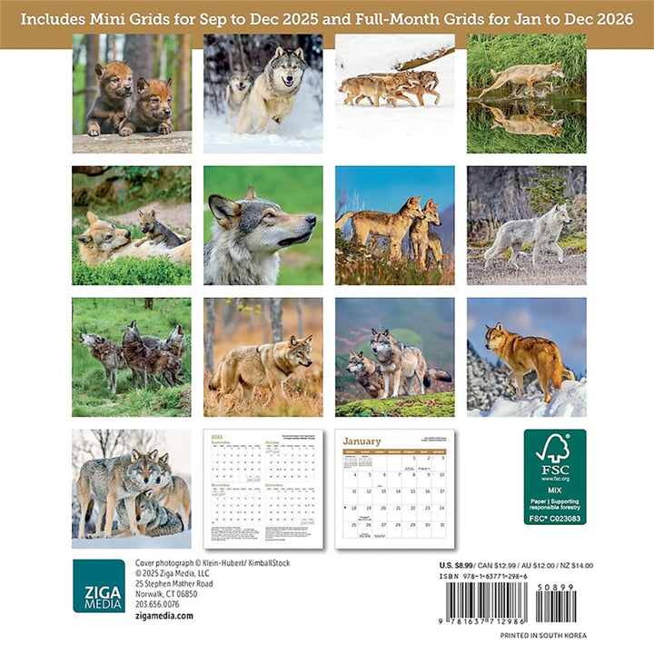 Small Changes Wolves 2026 Mini Wall Calendar