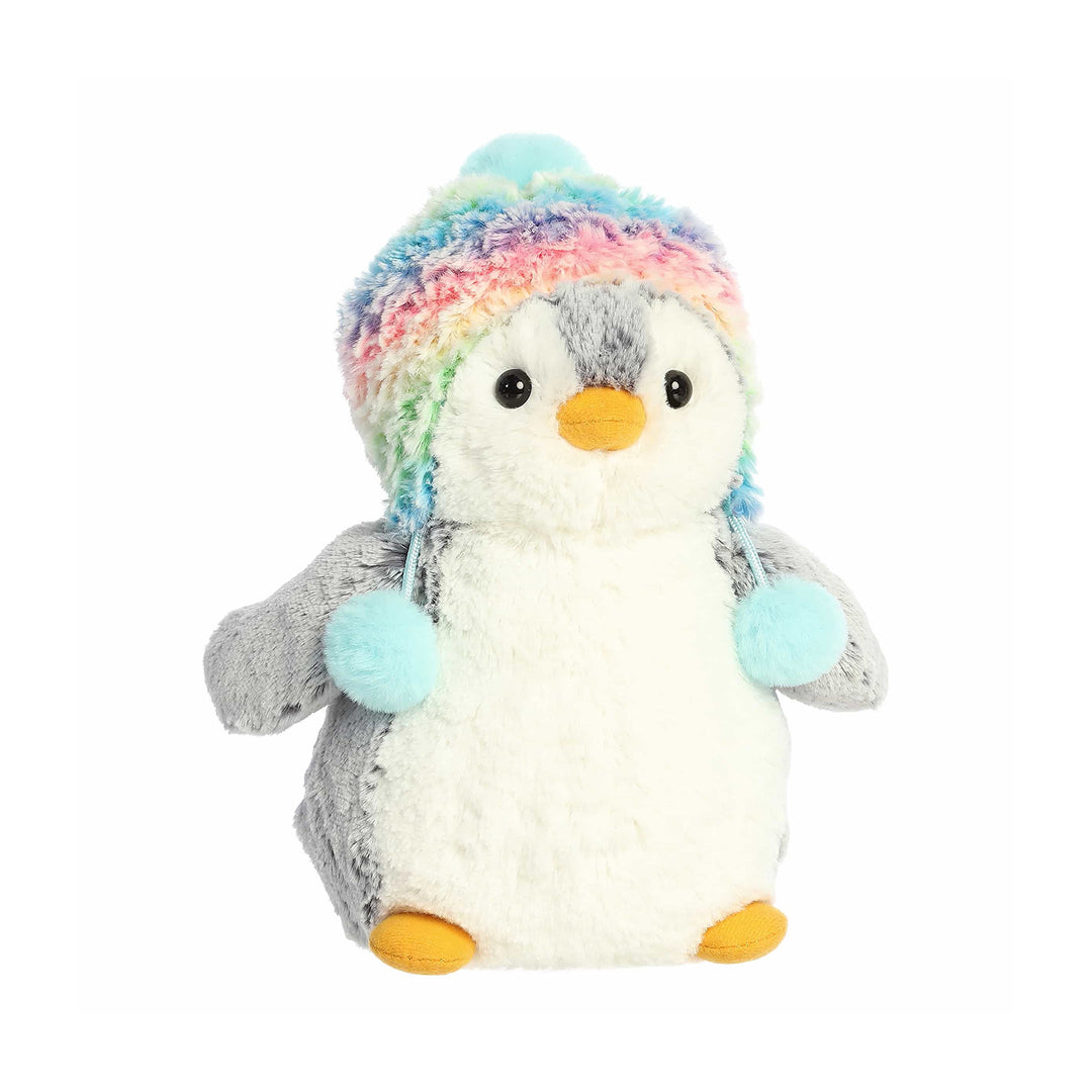 Aurora Pom Pom Rainbow Beanie Penguin Plush 9"