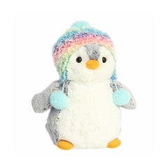 Aurora Pom Pom Rainbow Beanie Penguin Plush 9"