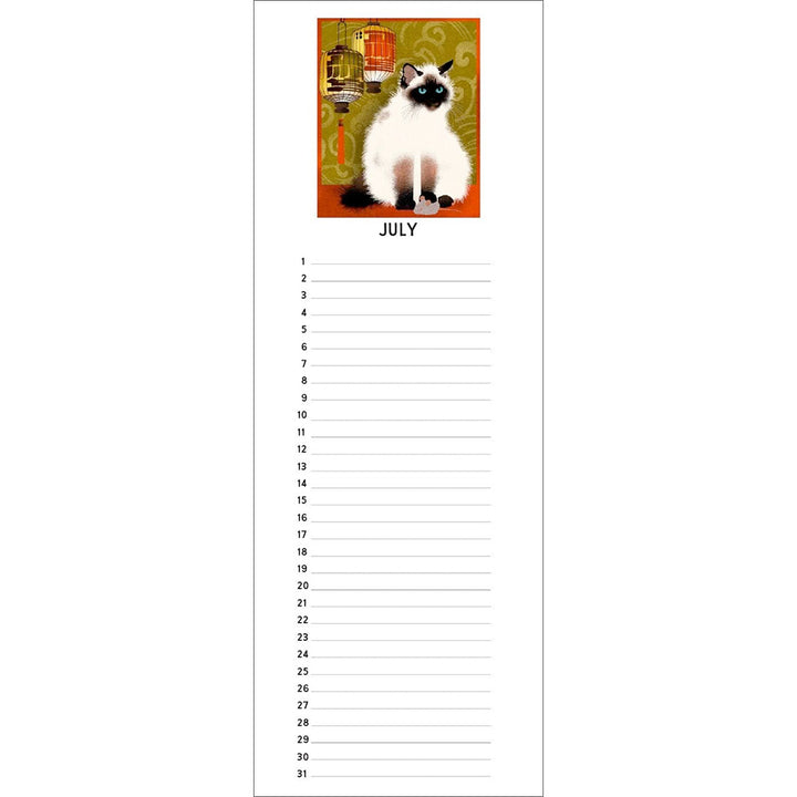 Linnea Design 2026 15" x 5" Perpetual Cat Birthday & Anniversary Calendar