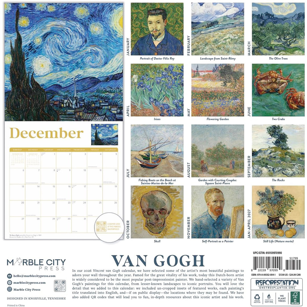 2026 Van Gogh 16-month Wall Calendar