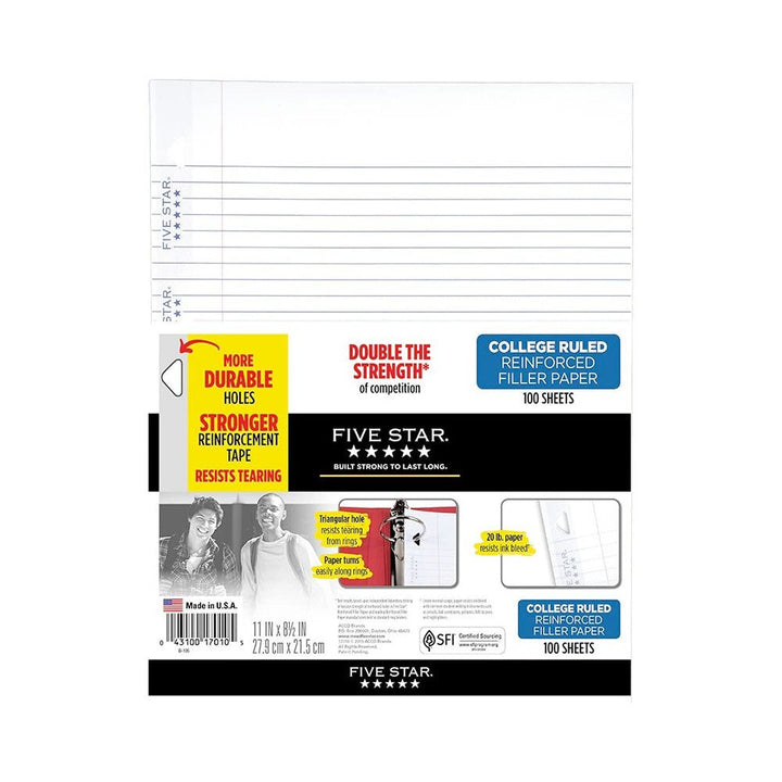 Five Star Reinforced College Ruled Filler Paper 80 Count