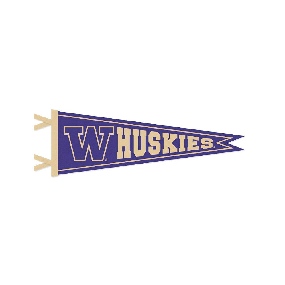 Collegiate Pac. Purple W Huskies Dovetail Pennant 9" x 27"
