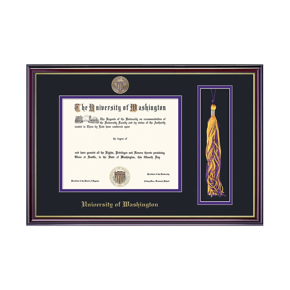 Framing Success Black with Gold Double Mat Gold Seal U of W Windsor Tassel and Medallion Diploma Frame