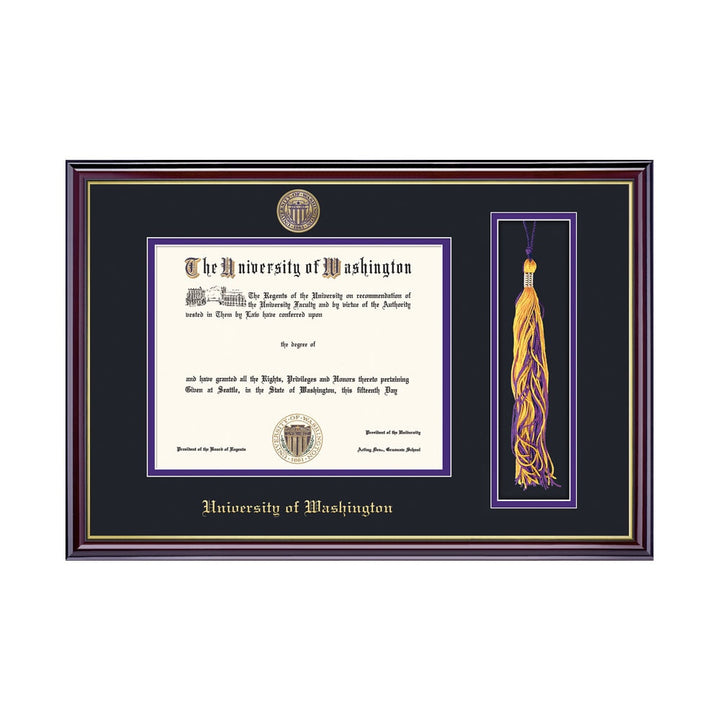 Framing Success Black with Gold Double Mat Gold Seal U of W Windsor Tassel and Medallion Diploma Frame