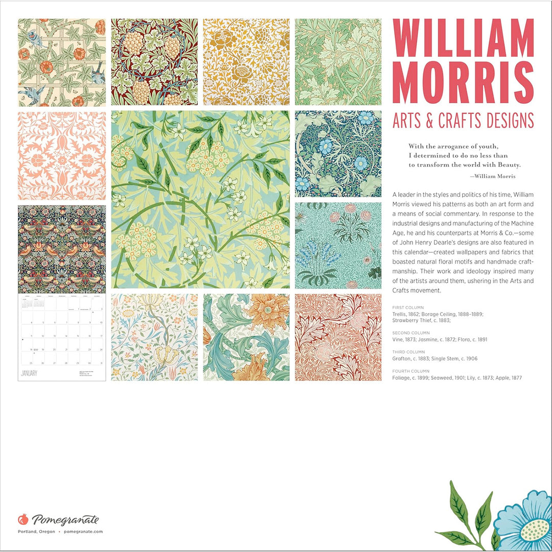William Morris: Arts & Crafts Designs 2026 Wall Calendar