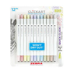 Photo of Zebra ClickArt Retractable Marker Pastel Colors Pen Set 12 Count.