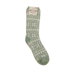 World's Softest Fair Isle Green Winter Crew Socks