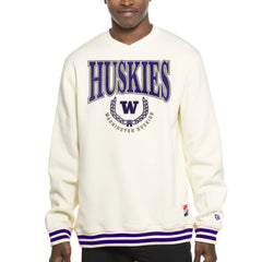 New Era Men's Washington Huskies Twill Rib Stripe Crewneck