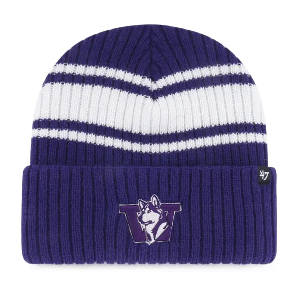 47 Brand Purple Retro Dawg Harbor Stripe Cuff Knit Beanie