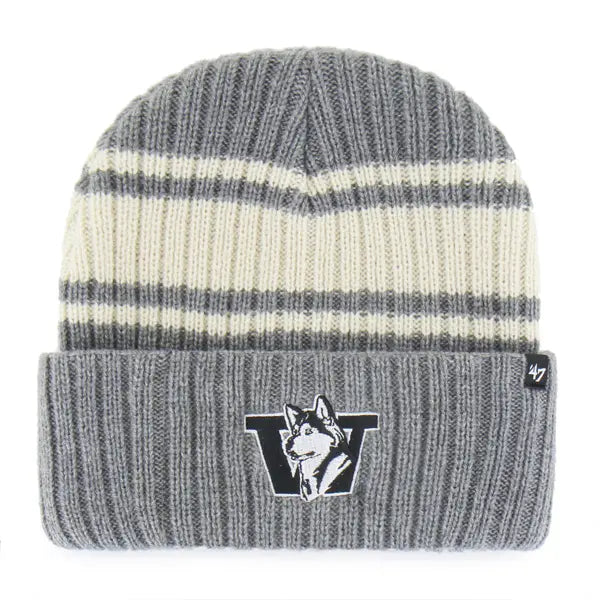 47 Brand Gray Retro Dawg Harbor Stripe Cuff Knit Beanie
