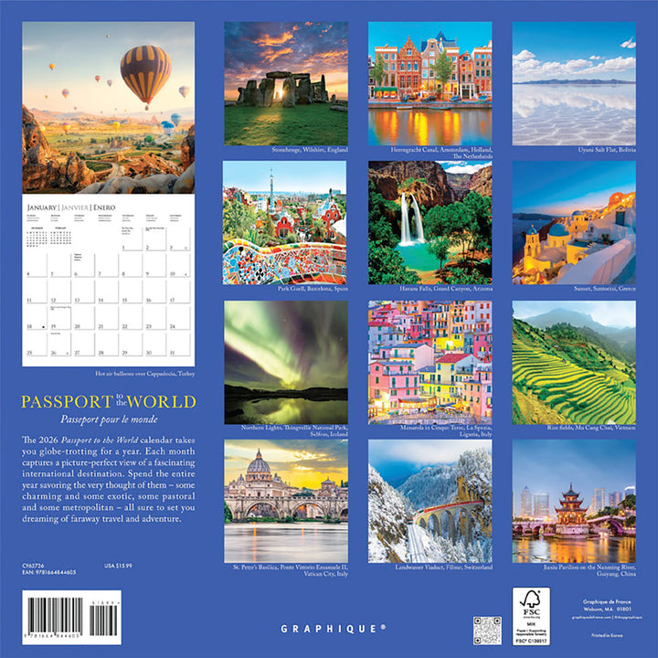 Graphique De France 12" x 12" Passport to the World Wall Calendar