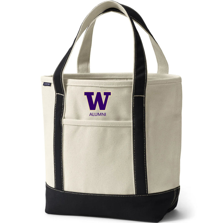 Lands' End Natural Canvas UW Alumni Open Top Tote Bag