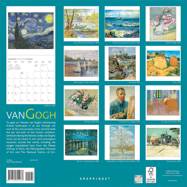 Graphique De France 12" x 12" Vincent Van Gogh Wall Calendar