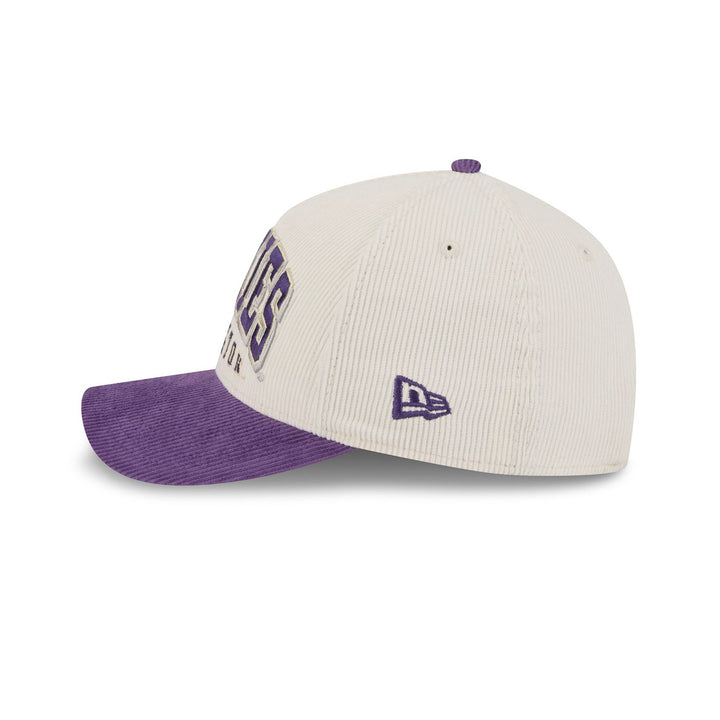 New Era Cream Purple Huskies W 9Forty A Frame SIDED Corduroy Adjustable Hat