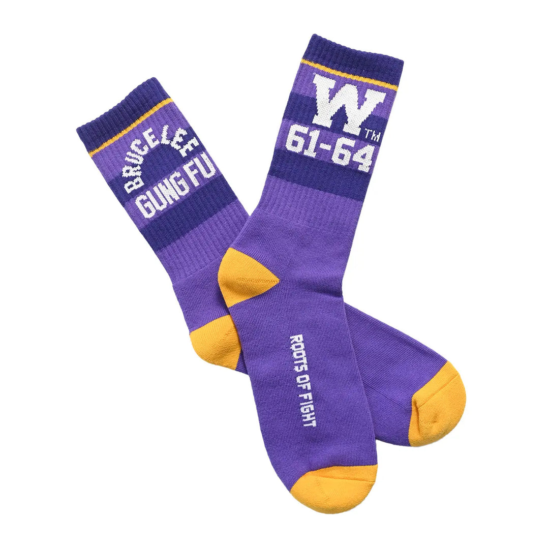 Roots of Fight Purple Washington Huskies Bruce Lee Gung Fu Socks