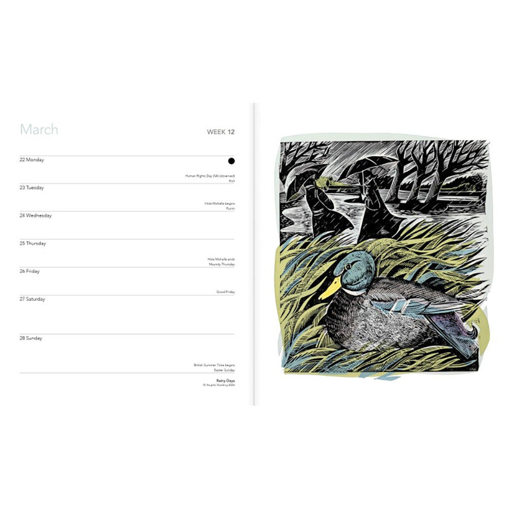 Angela Harding 2027 Desk Diary Planner - Week to View, Illustrated throughout
