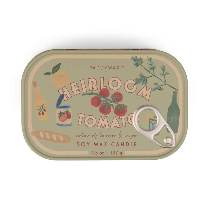Paddywax Bistro Heirloom Tomato Printed Tin Candle 4.5oz