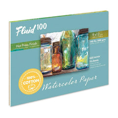 Photo of Fluid 100% Cotton 140lb Hot Press Watercolor Block.