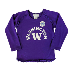 Third Street Toddler Girls' Purple Washington W Long Sleeve Spandex Ruffle Raglan Tee