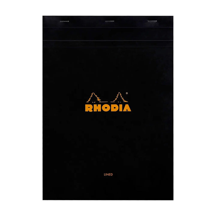 Rhodia Black 8.25"x11.75" Lined 3 Holes Top Stapled 80ct