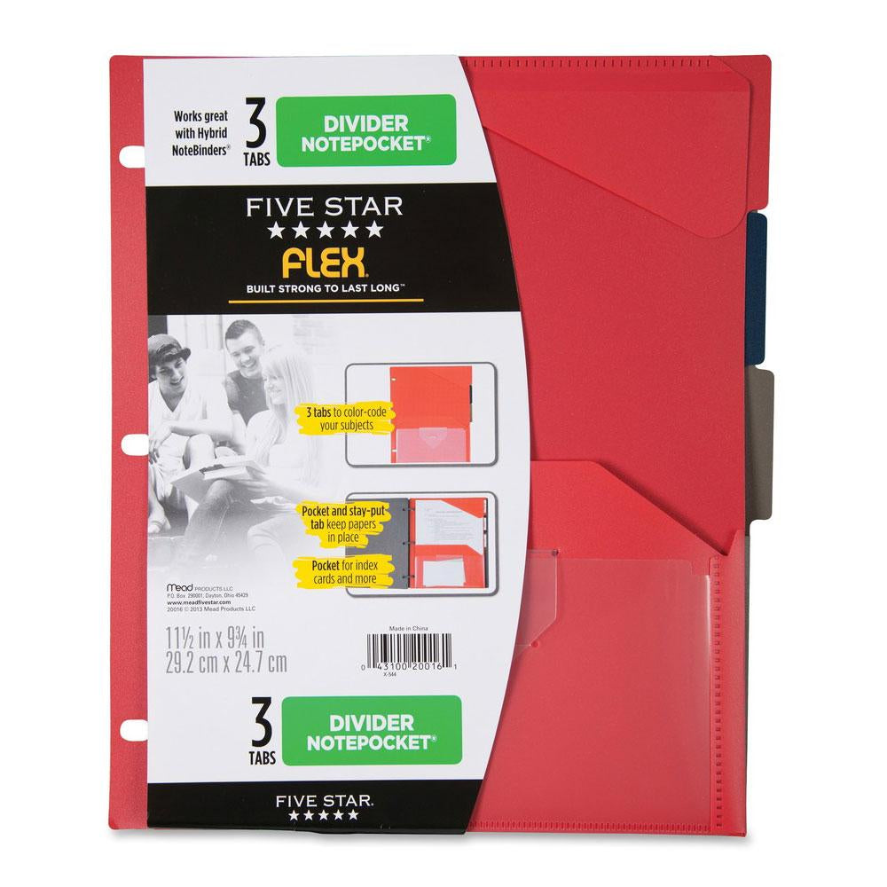 Five Star NotePocket Tabbed Flex Dividers 3 Count