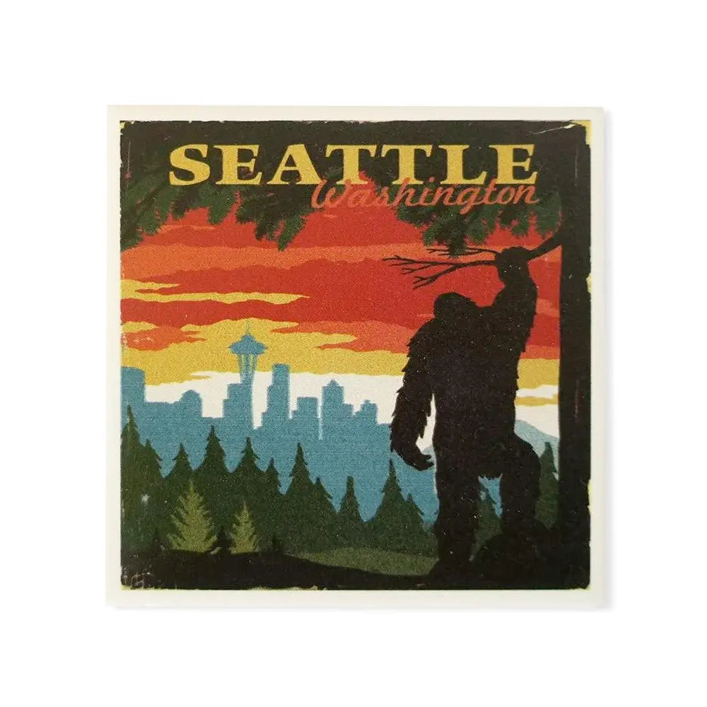 Lantern Press Seattle Skyline Bigfoot Coaster